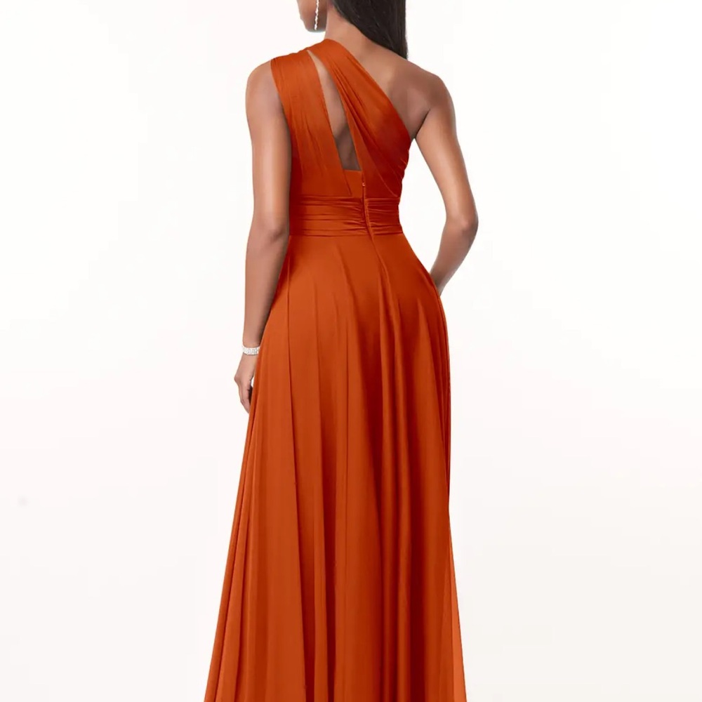 Azazie Charlize Elegant One-Shoulder burnt orange Dress - Picture 5 of 11